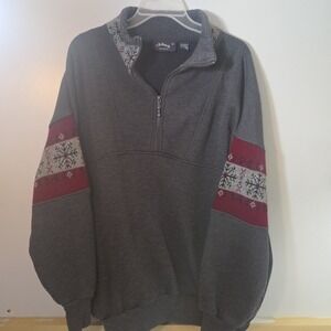 Vintage J.B. Buck Mens Acrylic 1/4 Zip Grandpa Snowflake Sweatshirt Size L 90s
